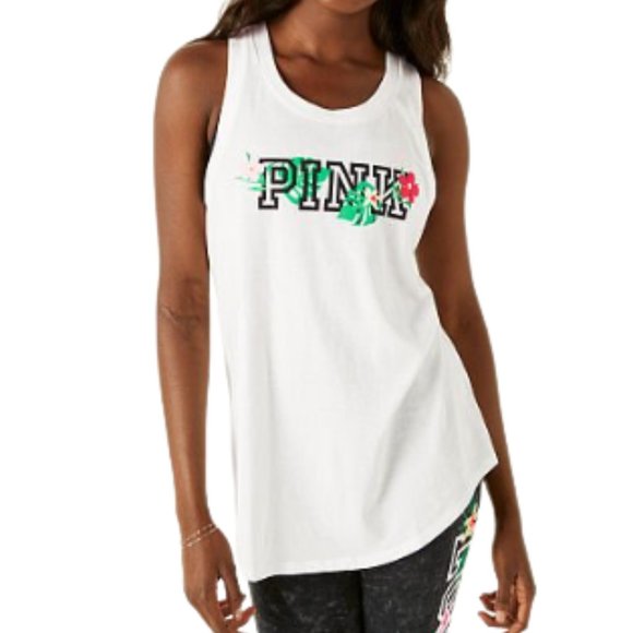 Victoria’s Secret PINK Womens Sleeveles Open Back Active Tank Top White M NWT - Picture 1 of 5